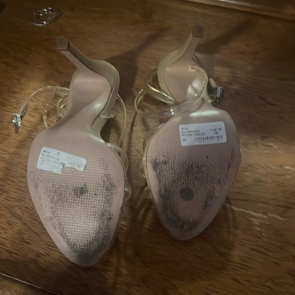 SCHUTZ Nude and Clear Strap Heels - Picture 5 of 7
